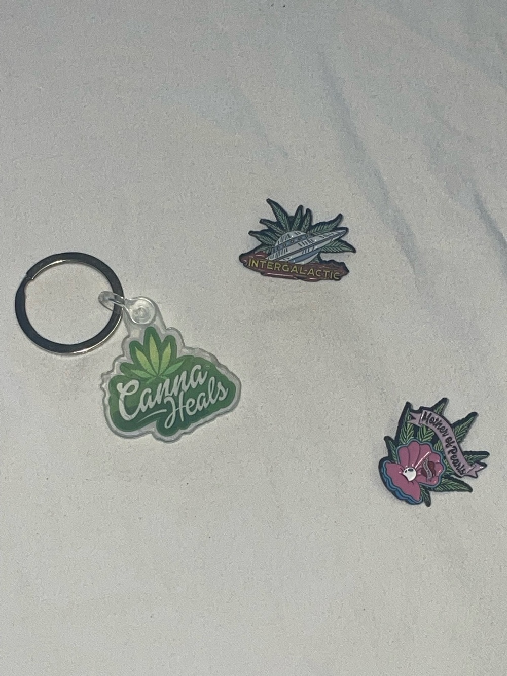 Canna Heals Acrylic Keychain Grow West Intergalactic Mother of Pearls Pins